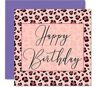 Glamorous Birthday Cards for Women Her - Pink Leopard Print - Pretty Best Friend Happy Birthday Card, 145mm Female Ladies Fashion Greeting Cards for Mum Daughter Nan Grandma Auntie Cousin