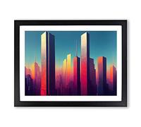 Glamorous City Skyline Architecture Framed Print | A3 Black Framed Wall Art | Ready to Hang | Modern Cityscape Picture | Living Room Bedroom Lounge Office
