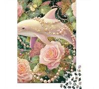 Glamorous Dolphin with Pearls Jigsaw Puzzles Puzzles for Adults Kids. 1000 Piece Whimsical Challenge Toy Educational Game Home Decoration for Adults& Kids Age 14 Years Up 70x50cm/1000pcs