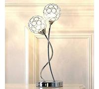 Glamorous Globe-Shaped Sphere 2-Light Clear Glass Crystal Chrome Table Lamp.