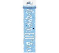 Glamorous Happy 60th Birthday Glitz Blue & Silver Foil Banner (274cm) - Perfect Party Accessory - 1 Pc