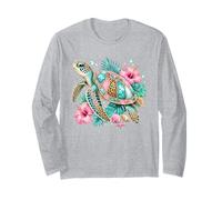 Glamorous Leopard Print Turtle Tropical Design Long Sleeve T-Shirt