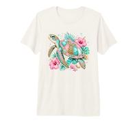 Glamorous Leopard Print Turtle Tropical Design Premium T-Shirt