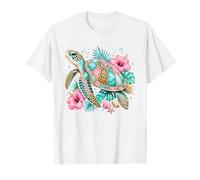 Glamorous Leopard Print Turtle Tropical Design T-Shirt