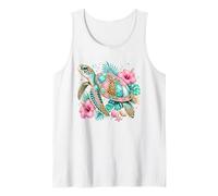 Glamorous Leopard Print Turtle Tropical Design Tank Top