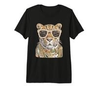 Glamorous Leopard with Sunglasses Feline Animal Art Boujee Premium T-Shirt