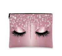 Glamorous Makeup Bag, Peach Glitter Sparkle Cosmetic Travel Pouch for Women, Compact Zipper Organizer for Skincare Essentials, Perfect Choice for Festivals & Parties, Peach, 7x9 Inch, Glitter