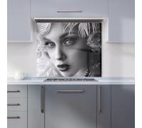 Glamorous Monochrome Diva Kitchen Splashback Warren Reed - Designer Black 900mm x 650mm