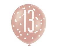 Glamorous Rose Gold Glitz 13th Birthday Latex Balloons (30cm) - Perfect for Birthday, Annivesaries & Milestones Celebrations - 6ct