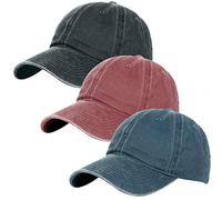 Glamorstar Classic Unisex Baseball Cap Adjustable Washed Dyed Cotton Ball Hat, Red Wine+Black+Navy, One Size