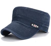 Glamorstar Unisex Cadet Army Cap Washed Cotton Twill Military Corps Hat Flat Top Cap, Navy, One size