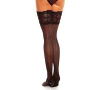 GLAMORY Women's Couture Hold-up Stockings, 20 Den, Black, Large (44-46)