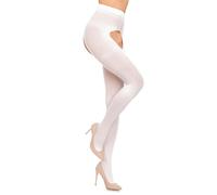 GLAMORY Women's 60 Ouvert-strumpfhose Tights, 60 den, White, M Große Größen