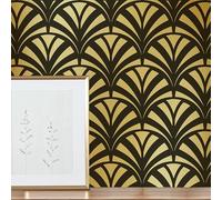 Glamour Art Deco Fan Pattern Stencil, Vintage Wall Decor Painting Stencil, Paint D.I.Y Walls, Floors, Furniture (Size Large - 36x54cm)