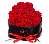 GLAMOUR BOUTIQUE 16 Flower Forever Heart Shape Box, Eternal Preserved Roses Gift for Her, Lasting Flowers, Romantic Floral Keepsake for Birthday, Anniversary or Valentine’s Day, Red (Color-Treated)