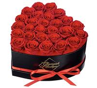GLAMOUR BOUTIQUE 27 Flower Forever Heart Shape Box, Eternal Preserved Roses Gift for Her, Lasting Flowers, Premium Floral Heart Box for Birthday, Anniversary or Valentine’s Day, Red (Color-Treated)