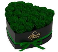 GLAMOUR BOUTIQUE 27 Flower Forever Heart Shape Box - Preserved Roses Gift for Her Preserved Flowers Green