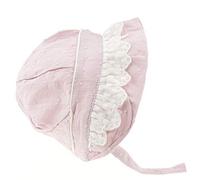 Glamour Girlz Beautiful Baby Girls Broderie Anglais Trim Gingham Flowers Cotton Baby Bonnet Beanie Sun Hat 3-12 Months (Lilac Dot, Large 37cm 6-12 Months)