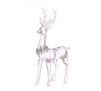 Glamour Girlz Festive Large Iridescent Acrylic Sitting Reindeer Stag Christmas Ornament Figurine Tabletop Holiday Decor Standing or Sitting (Standing 40cm)