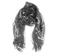 Glamour Girlz Ladies Soft Feel Large & Small Anchor Print Naval Maritime Ocean Boat Lover Fashion Scarf Wrap (Black Mixed)