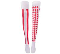 Glamour Girlz Womens Fancy Dress Party Dance Costume Outfit Halloween Christmas Legwear Hosiery Steam Punk Tights Stockings UK 6-12 Clown Joker Jester (Red)