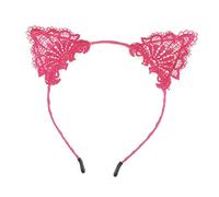 Glamour Girlz Womens Fancy Dress Up Party Role Play Cosplay Costume Christmas Hen Do Halloween Deeley Bopper Headband Hairband Hair Alice Band Fabric Lace Cat Kitten Ears Fuchsia