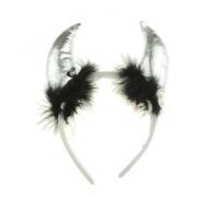 Glamour Girlz Womens Girls Mens Fancy Dress Up Party Role Play Costume Hen Do Halloween Deely Deeley Bopper Animal Headband Hairband Hair Alice Band Goth Steampunk Satan Fluffy Devil Horns (Silver)
