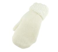 Glamour Girlz Womens Girls Soft Cable Luxury Knitted Knit Thermal Fleece Lined Warm Winter Outdoor Hiking Cold Weather Skiing Snowboarding Hand Warmers Gloves Mitts Mittens (Cream)