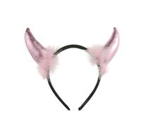 Glamour Girlz Womens Mens Fancy Dress Up Party Role Play Costume Hen Do Halloween Deely Deeley Bopper Animal Headband Hairband Hair Alice Band Goth Steampunk Satan Fluffy Devil Horns (Pink)