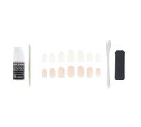 GLAMOUR Paris 100 Natural Oval False Nails and French Manicure - Complete Kit with Glue, File, Stick and Applicator - 12 Sizes - Easy Manicure