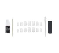 GLAMOUR Paris 100 Natural Square False Nails - Complete Kit with Glue, File, Stick, Applicator - 12 Sizes - Easy Manicure