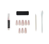 GLAMOUR Paris - 24 Nude Ballerina False Nails - Full Kit Glue, File, Stick, Applicator - 12 Sizes - Easy Manicure