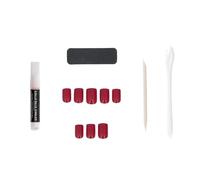 GLAMOUR Paris 24 Oval False Nails Passion Red - Full Kit Glue, File, Stick, Applicator - 12 Sizes - Easy Manicure