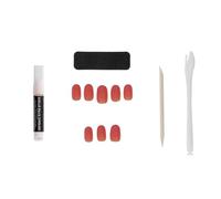 GLAMOUR Paris - 24 Red Oval False Nails - Full Kit Glue, File, Stick, Applicator - 12 Sizes - Easy Manicure
