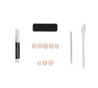 GLAMOUR Paris - 24 Short Square French False Nails - Full Kit Glue, File, Stick, Applicator - 12 Sizes - Easy Manicure