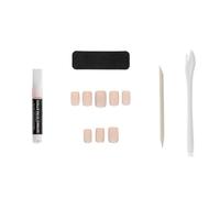 GLAMOUR Paris - 24 x FrenchMmanicure False Nails - Full Glue Kit 2 g File Stick Applicator - 12 Sizes - Easy Manicure