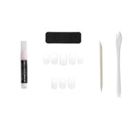 GLAMOUR Paris 48 Natural Square False Nails - Full Kit Glue, File, Stick, Applicator - 12 Sizes - Easy Manicure