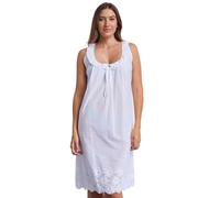 Glamour Secrets Cottonreal 'Dee' Ladies White 100% Cotton Voile Nightdress Chemise (White, M)