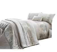 Glamour Sequin Panel Duvet Set with Pillowcases Latte in Super King