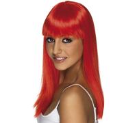 Smiffy's Glamourama Wig – Auburn Long Straight with Fringe – Ladies Fancy Dress