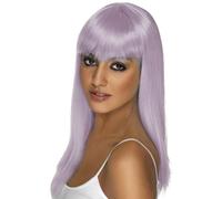 Ladies 1980s Glamourama Fancy Dress Wig with Fringe Lilac by Smiffys