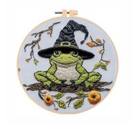 GlamourYard Hand Embroidery Halloween Bat Skeleton Stamped Cross Stitch Needlepoint DIY Gothic Starter Crafts for Women(#5)