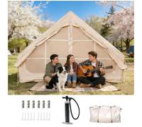 Glamping Air Tent for 4-6 Person, Quick Inflation, Large Skylight, Mosquito-Proof Ventilation Privacy Curtains on Both Sides, Ideal for Family Camping Gathering Camping Holiday Camping Outdoor Camping