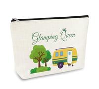 Glamping Gift for Women Glamping Queen Makeup Bag Happy Camper Gift Camping Lover Gifts Cosmetic Bag Queen of The Camper Zipper Toiletry Pouch Birthday Christmas Graduation Gifts for Campers Friend