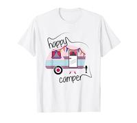 Glamping Pink Campervan Happy Camper Outdoor Gift T-Shirt