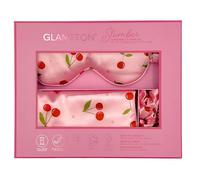 Glampton Slumber Satin Beauty Sleep Set, Cherry, 3-Piece Set with Pillowcase, Eye Mask, and Scrunchie