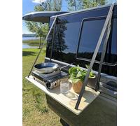 GLAMPTRAY® Camping Van Hanging Table, Hanging Shelf, Outdoor Kitchen Made of Wood for Campers, VW Bus Sliding Door, Height Adjustable, 80 x 35 x 1.5 cm