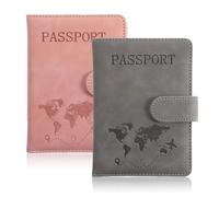 GlamRays 2 Pack Passport Holder for Travelling, Passport Wallet Cover Case Waterproof RFID Blocking Passport Holder with Pen Holder Travel Must-Have Accessories