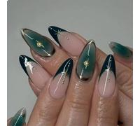 GlamRays 24 pcs Stiletto Press on Nails Long False Nails French Lace Brown Ombré Acrylic Nails Stiletto Artificial Nails French Lace Press on False Nails