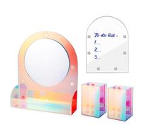GlamRays 4-Piece Loose Accessories Set Shimmering Acrylic Magnetic Mirror Pen Holder Whiteboard School Supplies Girls Gifts